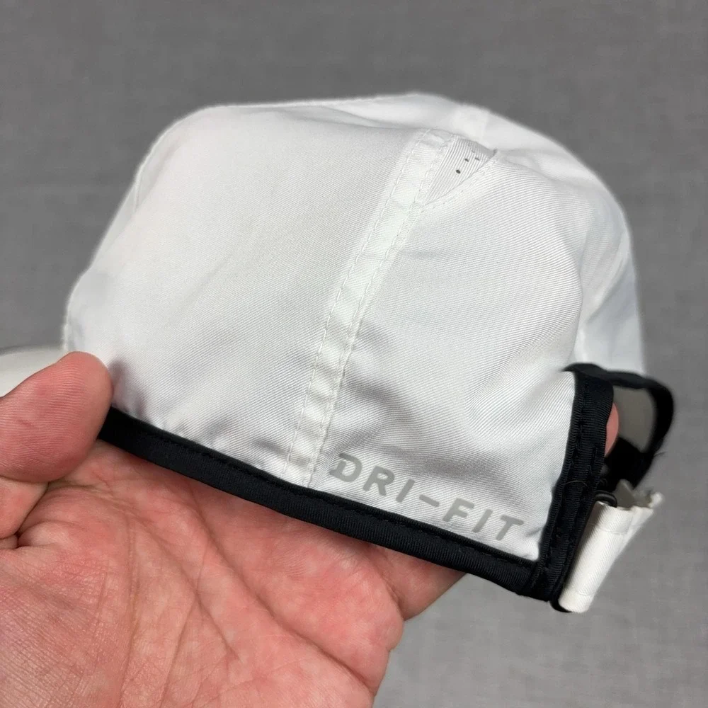 Nike Hat Cap Strap Back Mens One Size White Featherlight Dri-FIT Running Sport